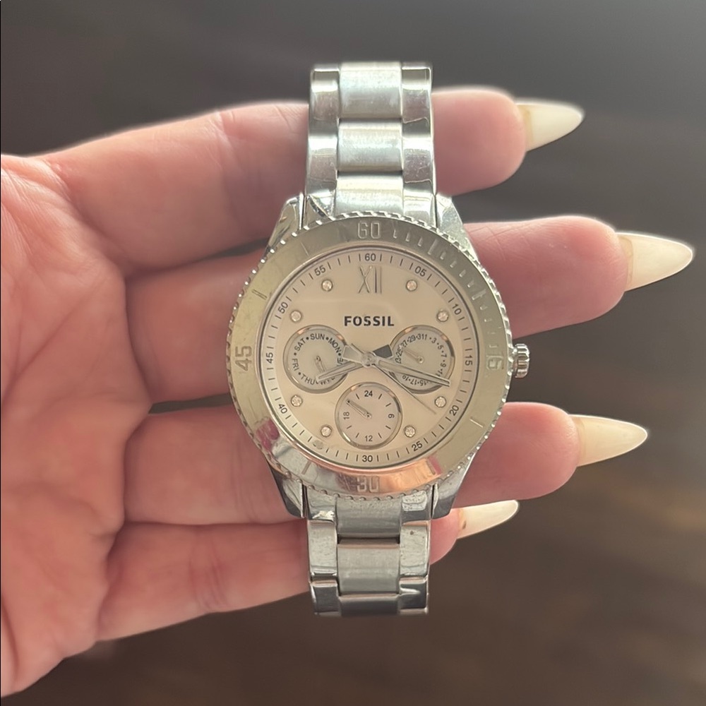 Fossil Silver Watch with Cream Dial